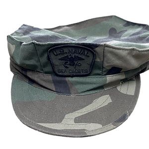 Vintage USMC US Naval Cadets Green Military Camo Hat Men’s L MINTY